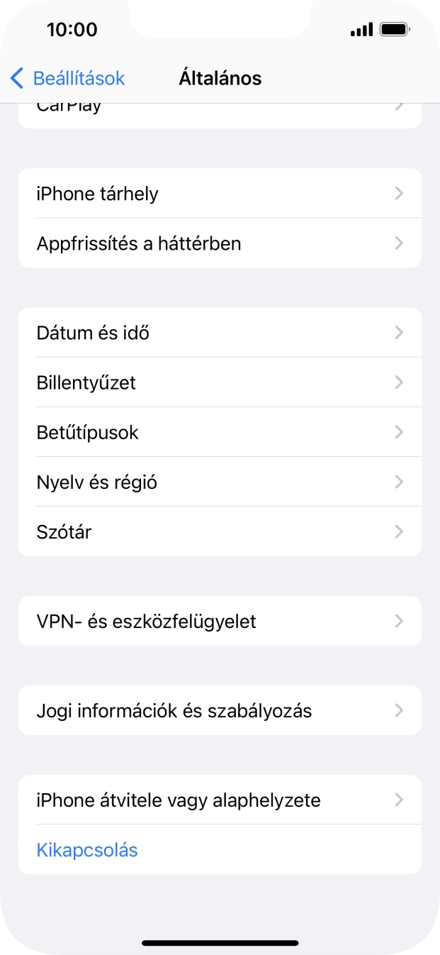 Válaszd az „iPhone átvitele vagy alaphelyzete” lehetőséget.