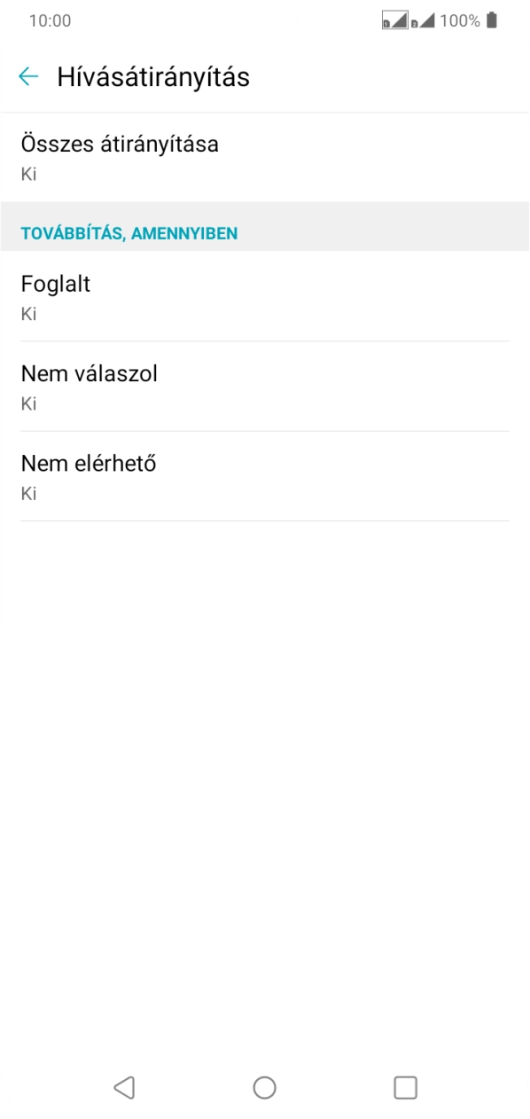 Kattints a kívánt hívásátirányítás-típusra.