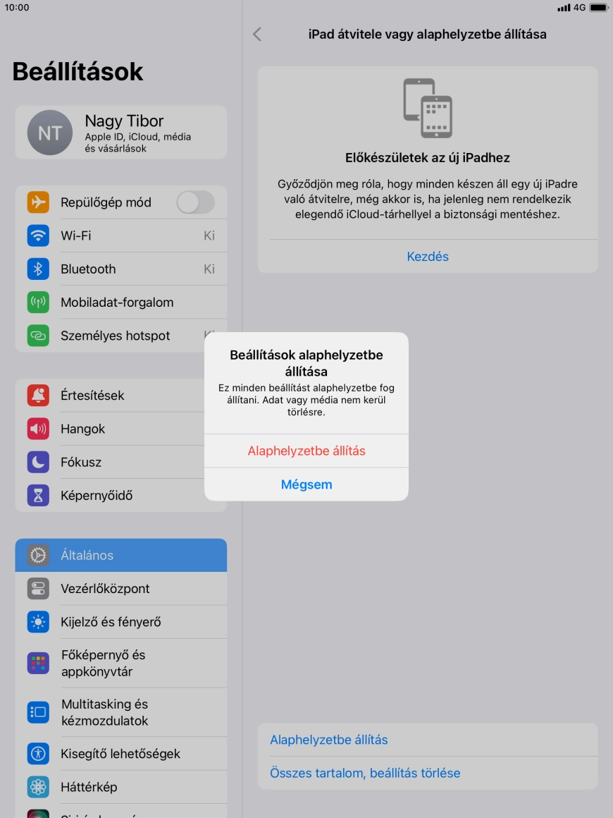 Válaszd az Alaphelyzetbe állítás lehetőséget.