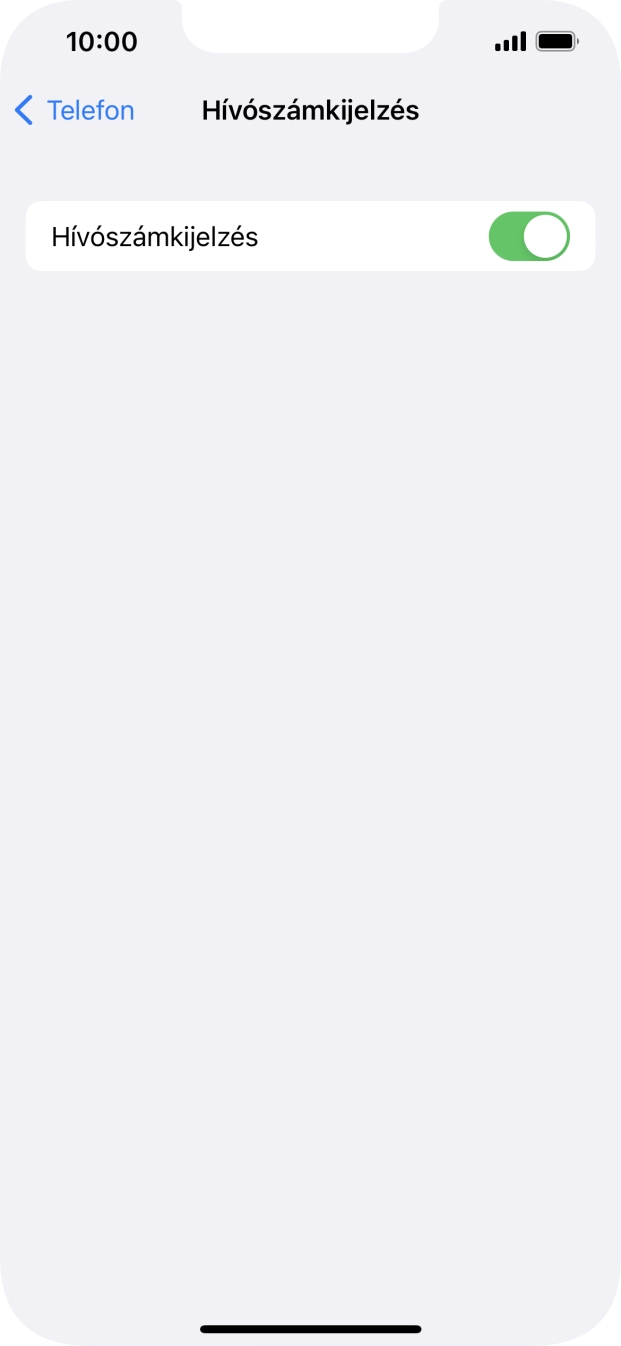 Kattints a „Hívószámkijelzés” melletti csúszkára a funkció be- vagy kikapcsolásához.