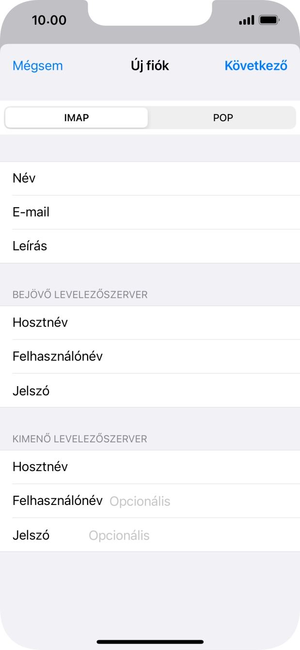 Kattints a Felhasználónév mezőre, és írd be az e-mail-fiókodhoz tartozó felhasználónevet.