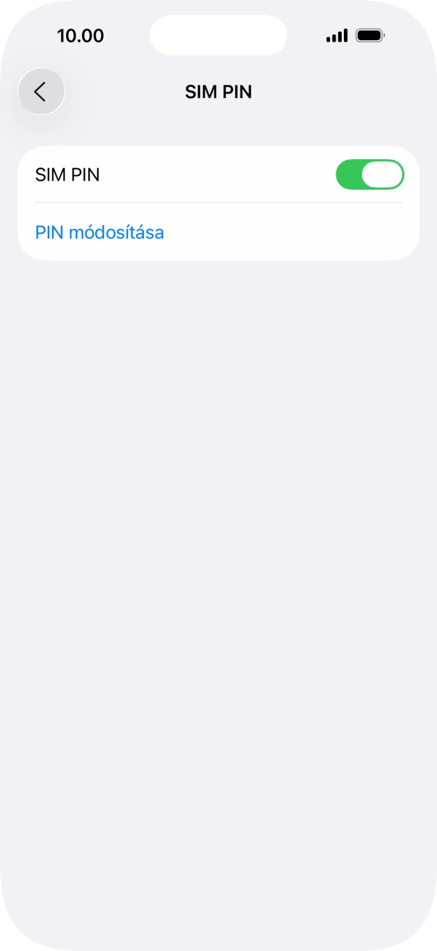 Kattints a „SIM PIN” melletti csúszkára a funkció be- vagy kikapcsolásához. Kattints a „SIM PIN” melletti csúszkára a funkció be- vagy kikapcsolásához.