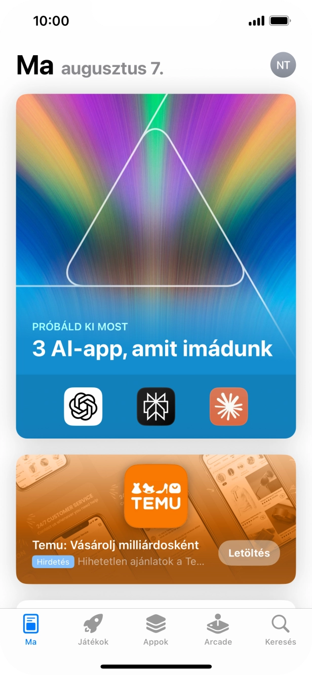 Válaszd a Keresés lehetőséget.