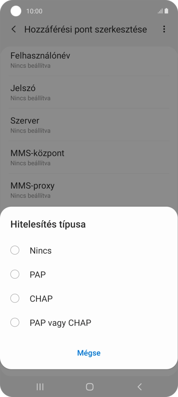 Válaszd a PAP lehetőséget.