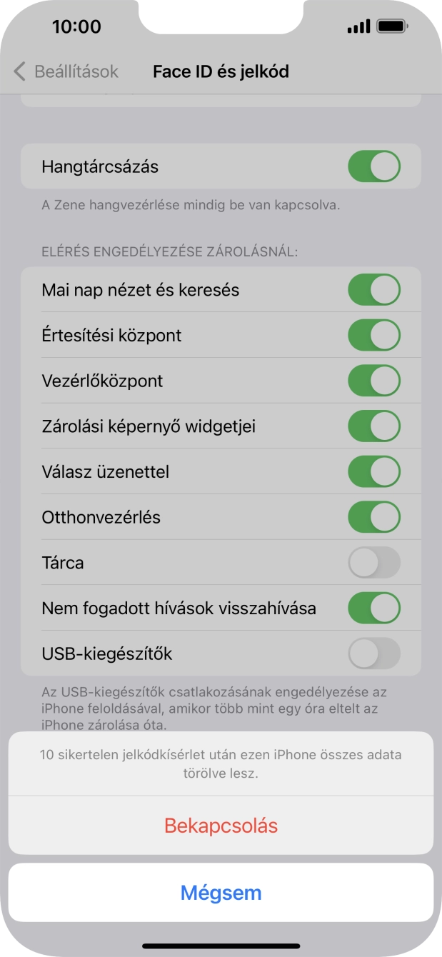 Ha bekapcsolod a funkciót, válaszd a Bekapcsolás lehetőséget. Ha bekapcsolod a funkciót, válaszd a Bekapcsolás lehetőséget.