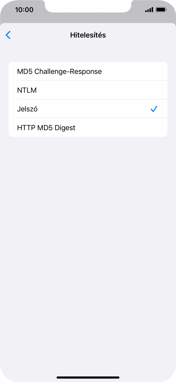 Válaszd a Jelszó lehetőséget.