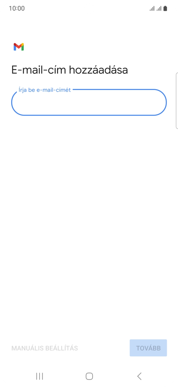 Kattints az „Írja be e-mail-címét” alatti mezőre, és írd be az e-mail címedet.