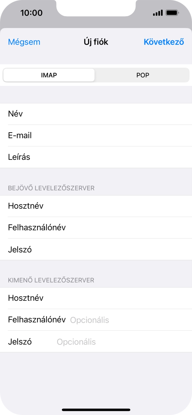 Kattints a Felhasználónév mezőre, és írd be az e-mail-fiókodhoz tartozó felhasználónevet.