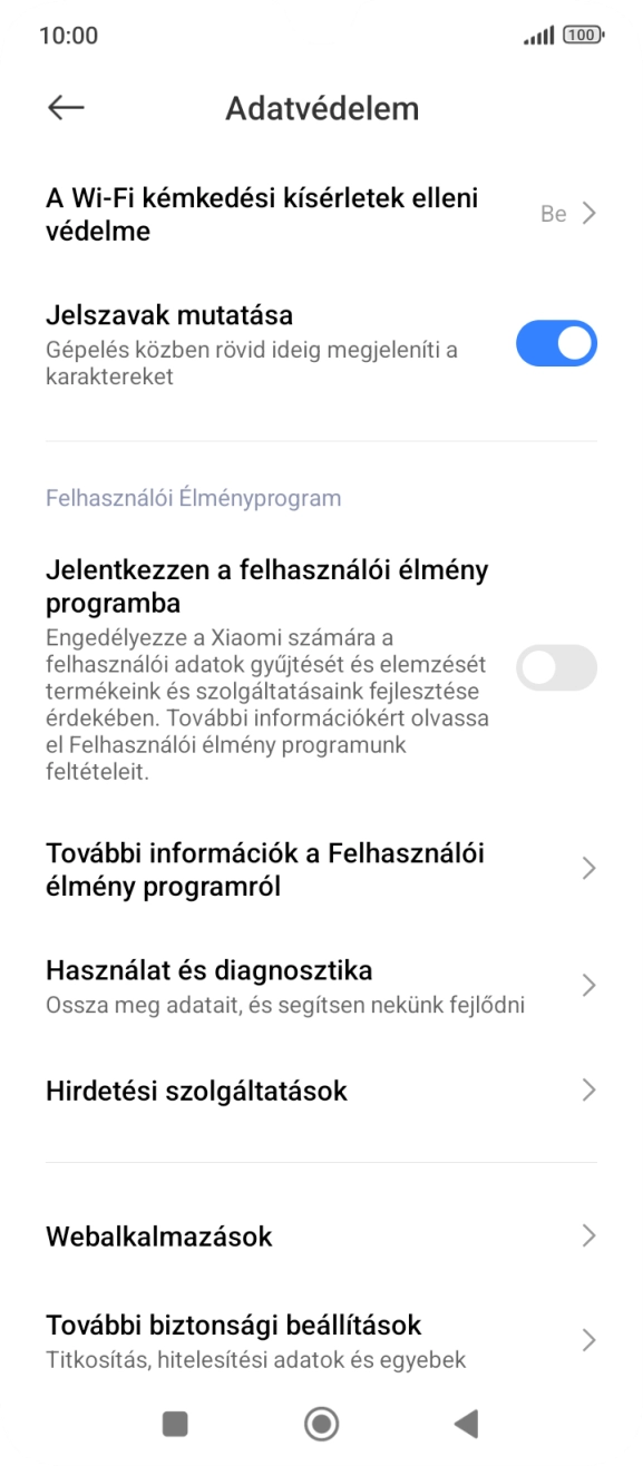 Válaszd a További biztonsági beállítások lehetőséget.