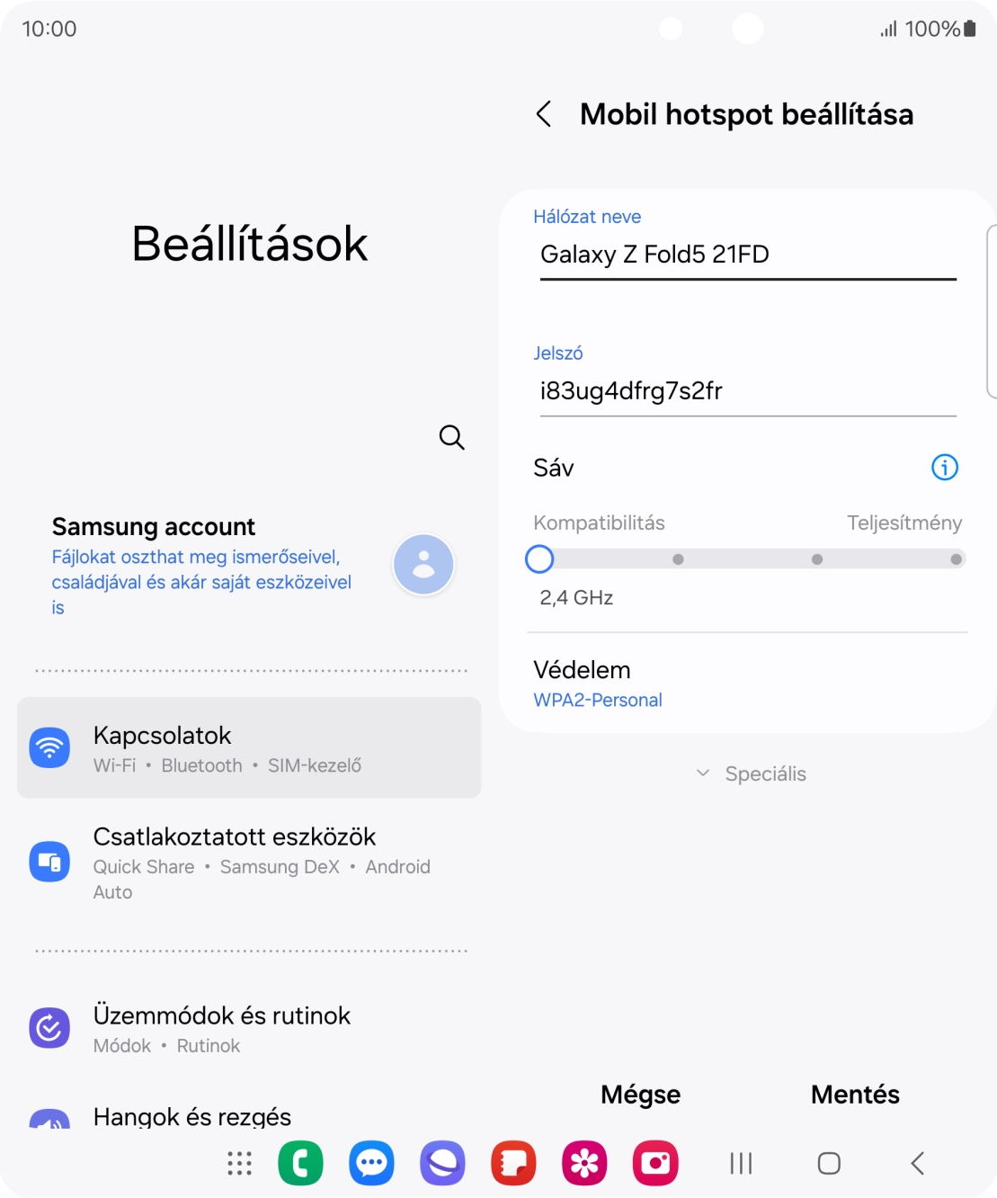 Kattints a „Hálózat neve” alatti mezőre, és írd be a Wi-Fi hotspot kívánt nevét.