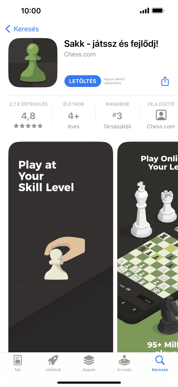 Válaszd a LETÖLTÉS lehetőséget, és kövesd a képernyőn megjelenő utasításokat az alkalmazás telepítéséhez.
