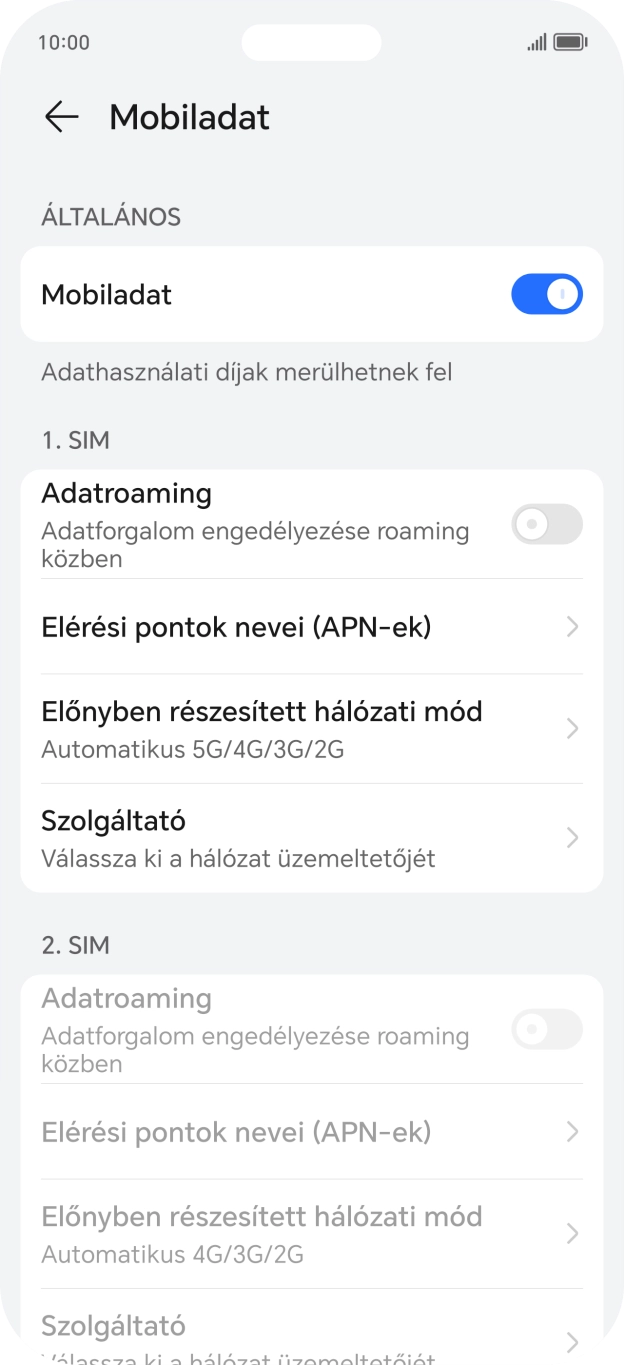 Válaszd az Elérési pontok nevei (APN-ek) lehetőséget.