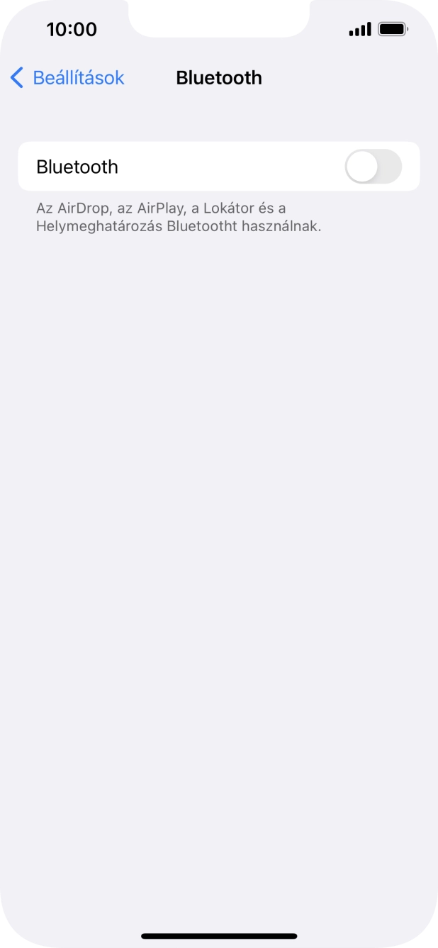 Kattints a „Bluetooth” melletti csúszkára a funkció bekapcsolásához.
