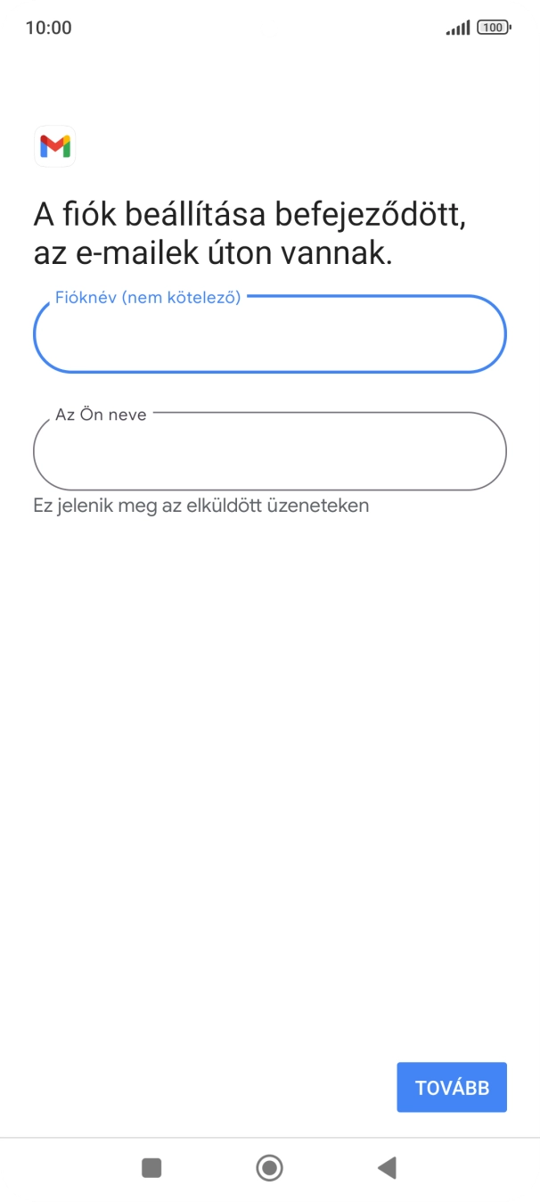 Kattints Az Ön neve mezőre, és írd be a kívánt küldőnevet.