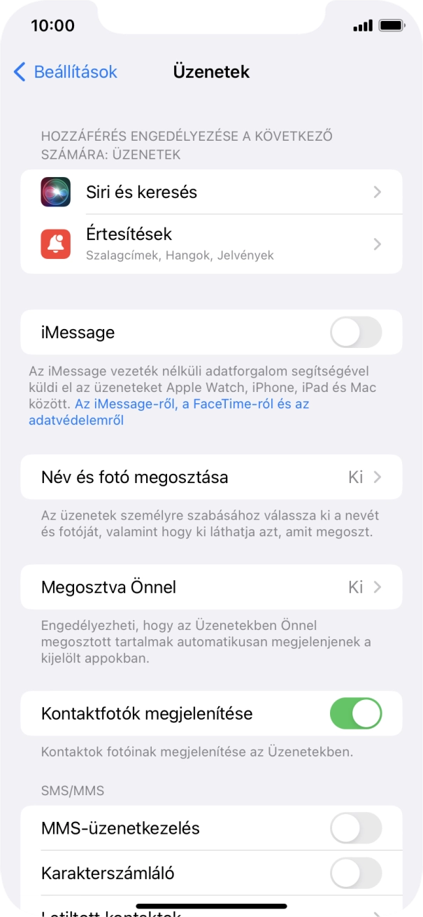 Kattints az „iMessage” melletti csúszkára a funkció bekapcsolásához. Kattints az „iMessage” melletti csúszkára a funkció bekapcsolásához.