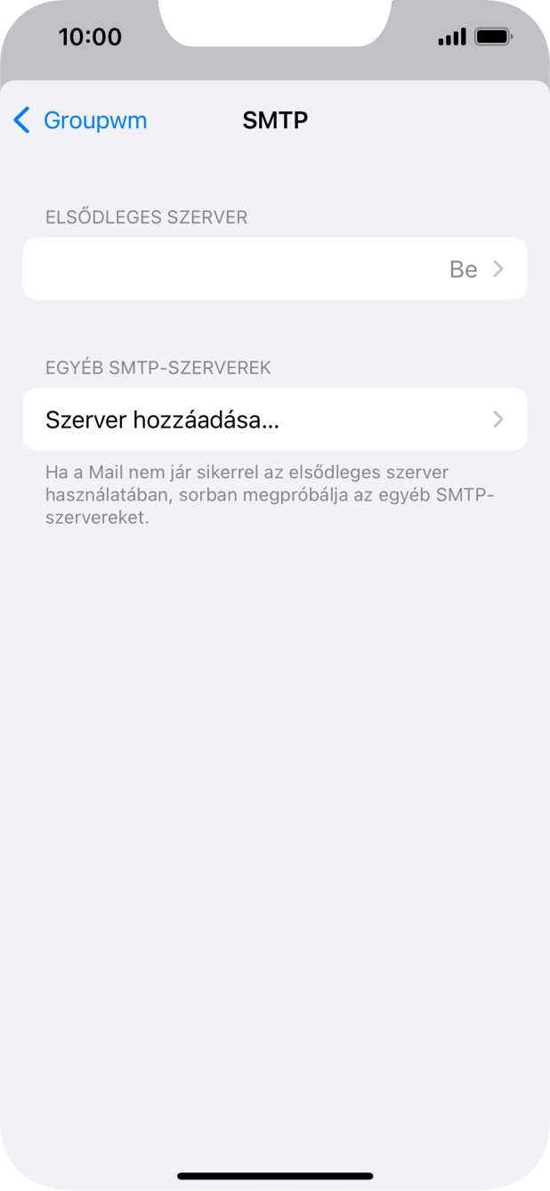 Kattints az „ELSŐDLEGES SZERVER” alatti mezőre.