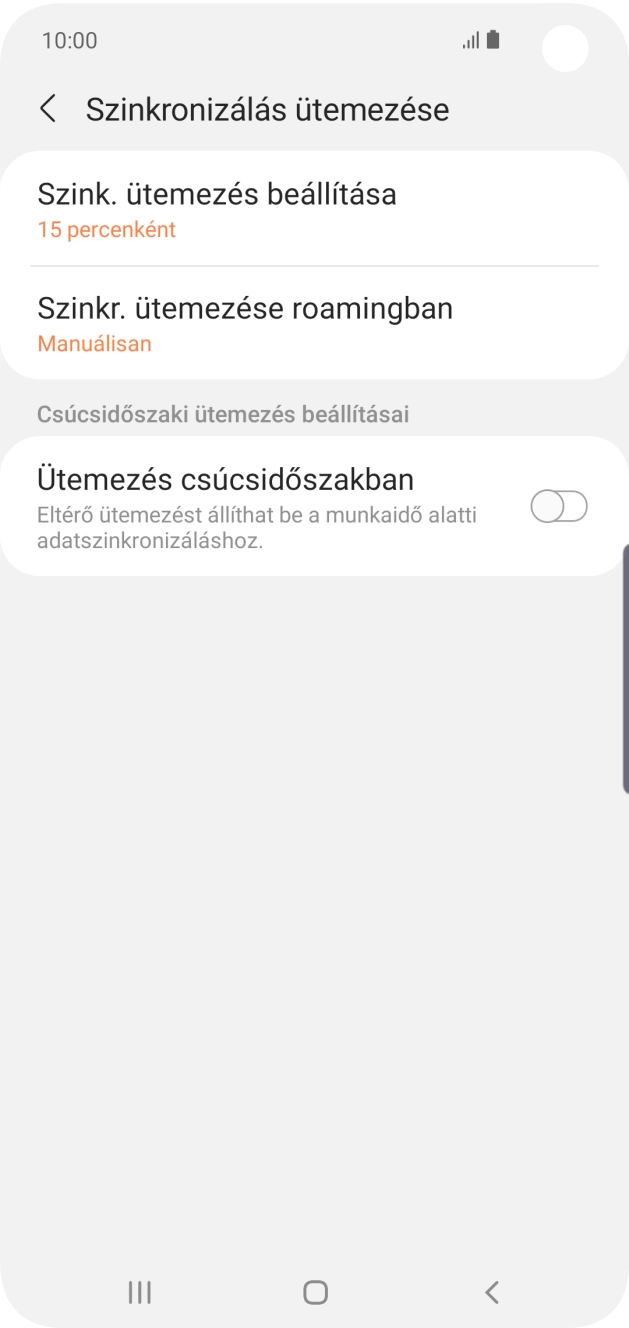 Válaszd a Szink. ütemezés beállítása.