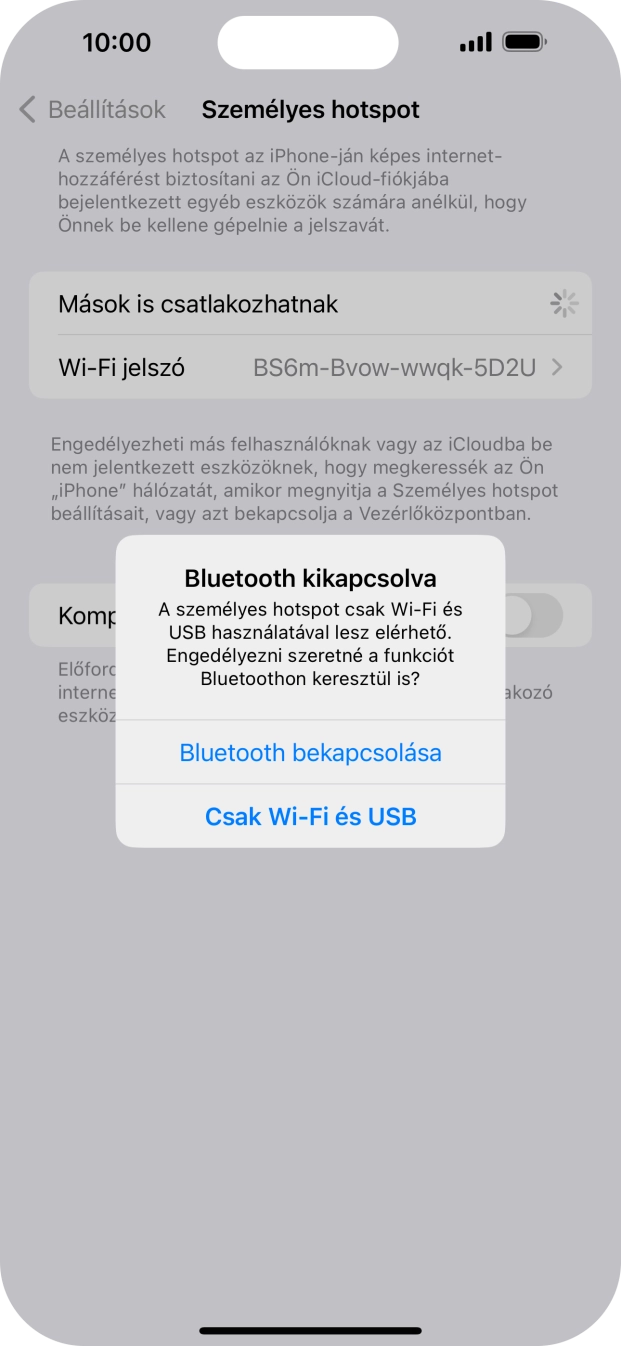 Amennyiben be van kapcsolva a Wi-Fi, válaszd a Csak Wi-Fi és USB lehetőséget. Amennyiben be van kapcsolva a Wi-Fi, válaszd a Csak Wi-Fi és USB lehetőséget.