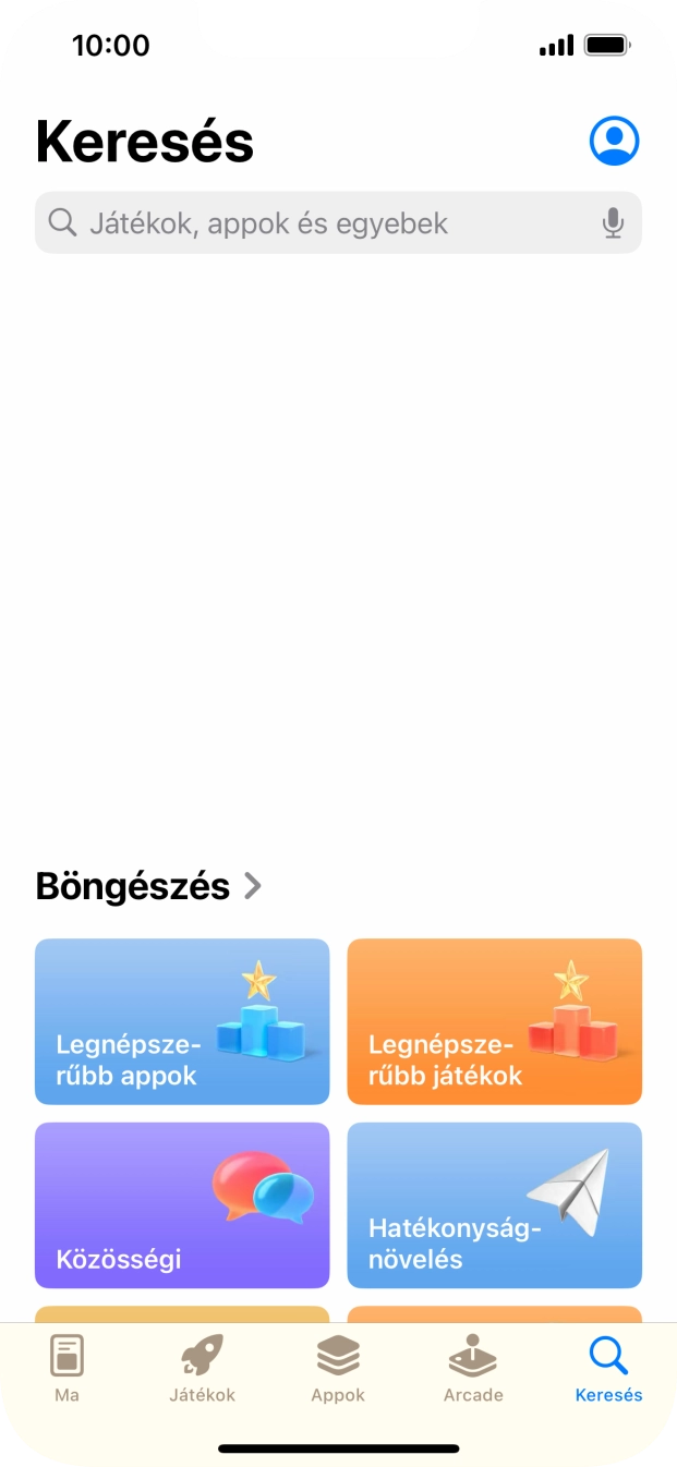 Kattints a keresés mezőre, és írd be a keresett alkalmazás nevét vagy tárgykörét.