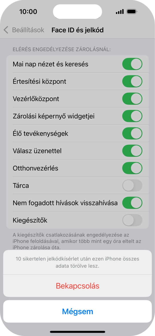 Ha bekapcsolod a funkciót, válaszd a Bekapcsolás lehetőséget. Ha bekapcsolod a funkciót, válaszd a Bekapcsolás lehetőséget.