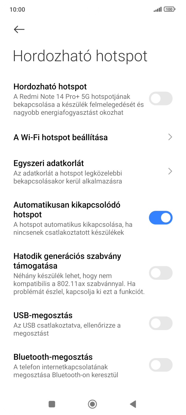 Válaszd a A Wi-Fi hotspot beállítása lehetőséget.