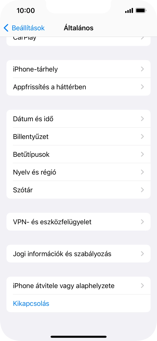 Válaszd az „iPhone átvitele vagy alaphelyzete” lehetőséget. Válaszd az „iPhone átvitele vagy alaphelyzete” lehetőséget.