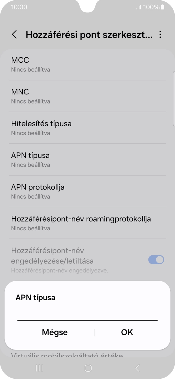 Írd be azt, hogy mms, és válaszd az OK lehetőséget.