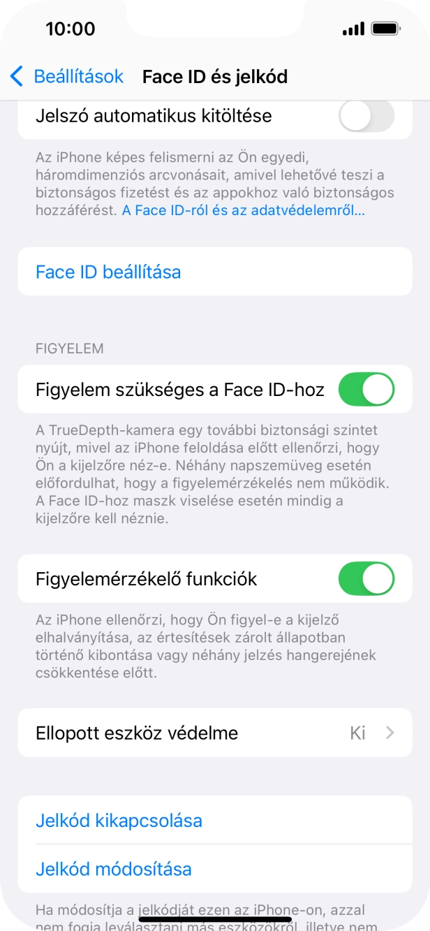 Válaszd a Jelkód kikapcsolása lehetőséget, és írd be a képernyőzárkódot.