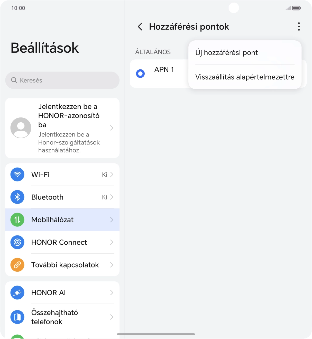 Válaszd az Új hozzáférési pont lehetőséget.