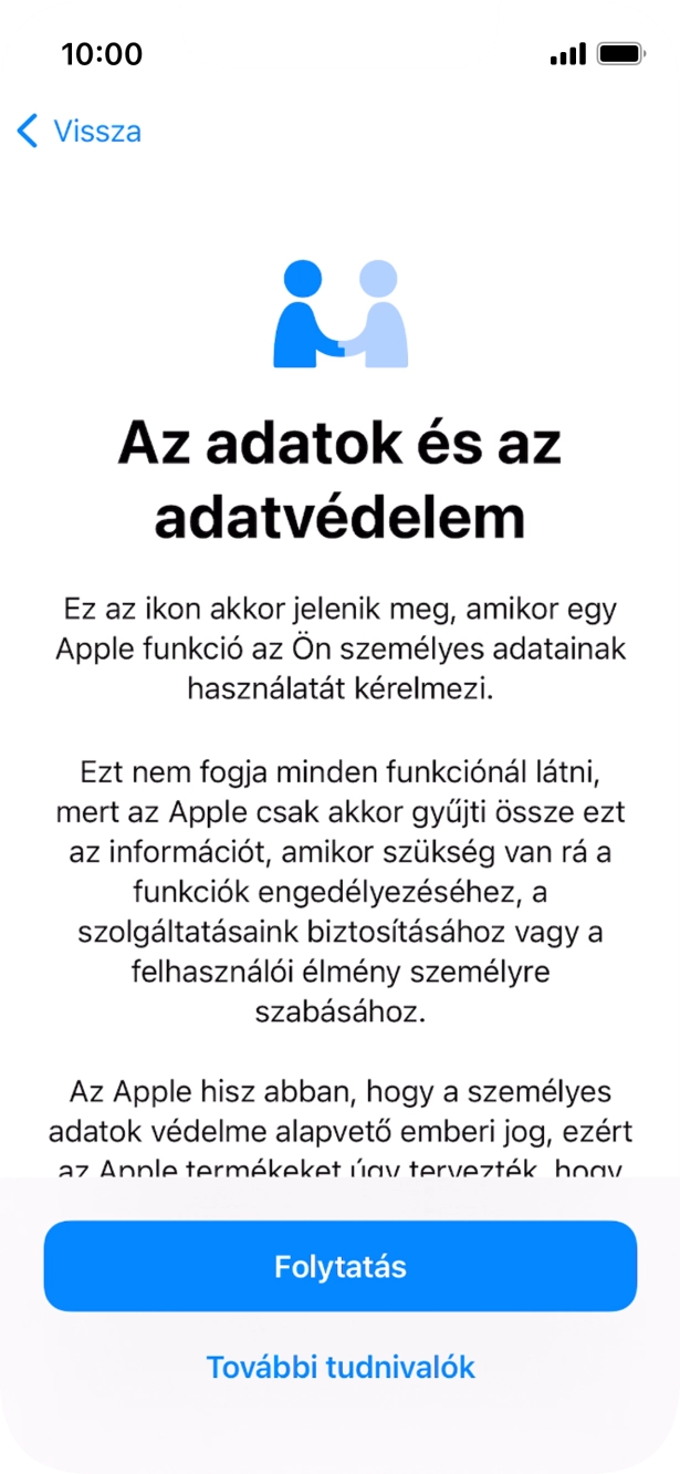 Válaszd a Folytatás lehetőséget.