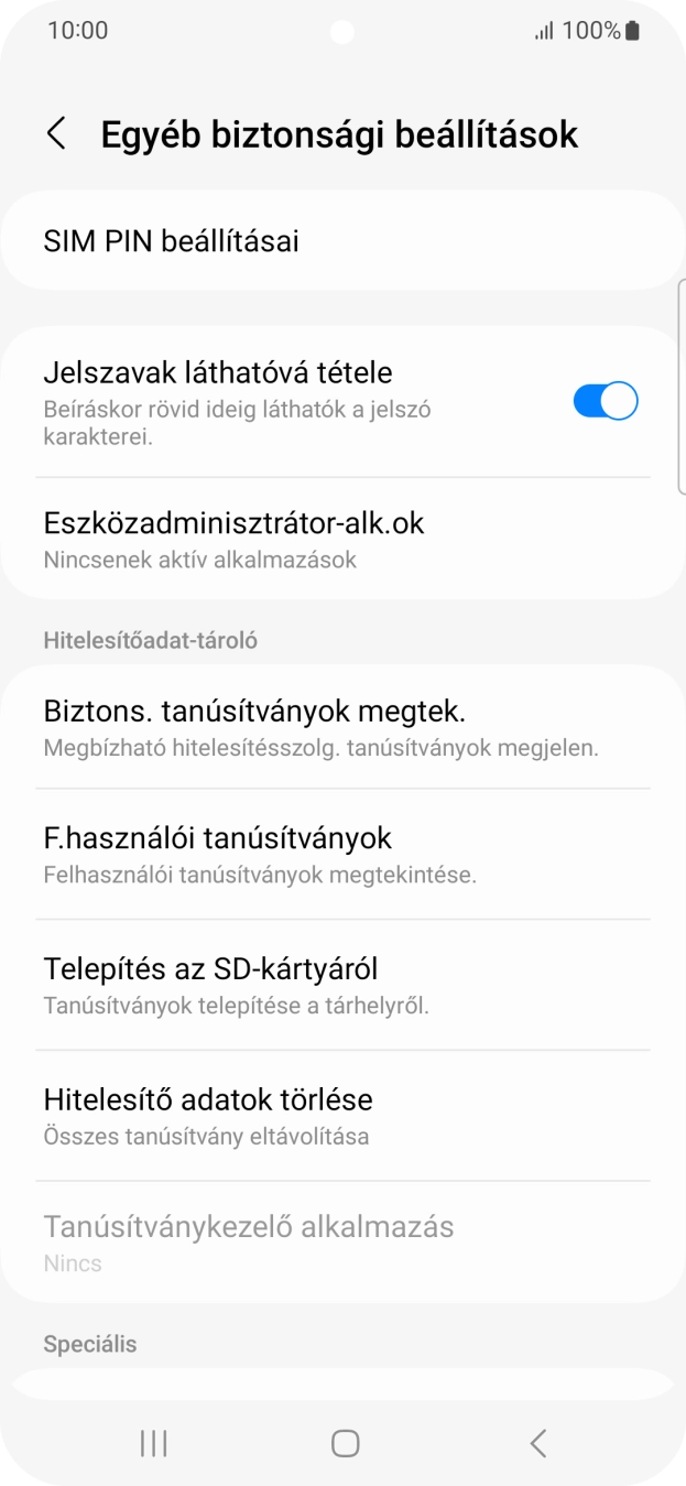 Válaszd a SIM PIN beállításai lehetőséget.