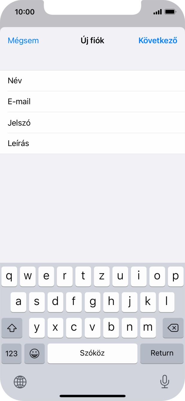 Kattints a Leírás mezőre, és írd be az e-mail-fiók kívánt nevét.