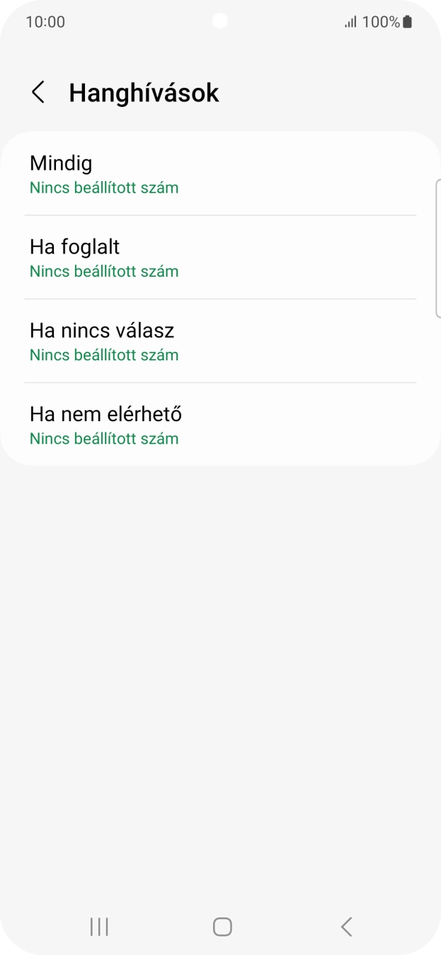 Kattints a kívánt hívásátirányítás-típusra.