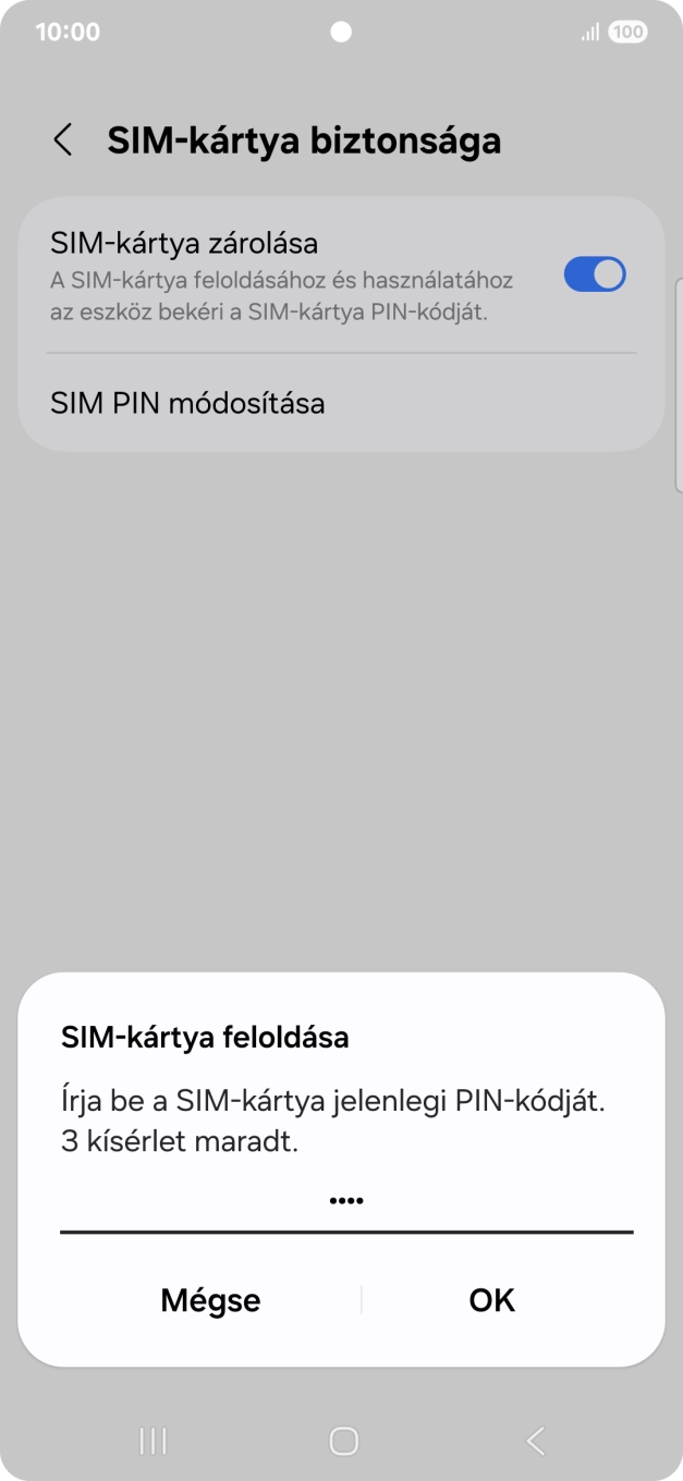 Írd be a PIN-kódot, és válaszd az OK lehetőséget.
