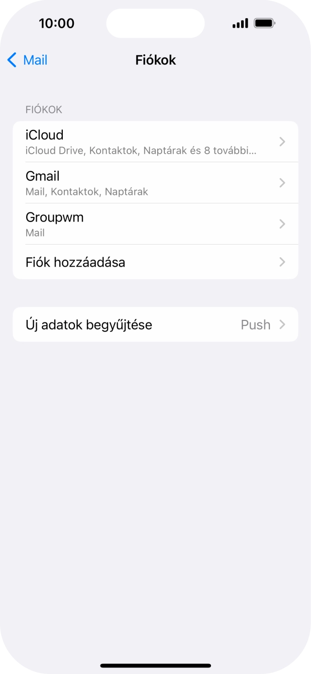 Kattints az imént létrehozott e-mail-fiók nevére.