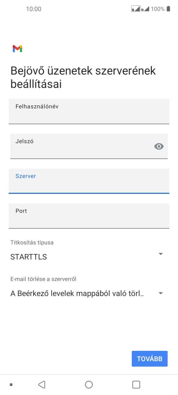 Kattints a „Port” alatti mezőre, és írd be a következőt: 110.