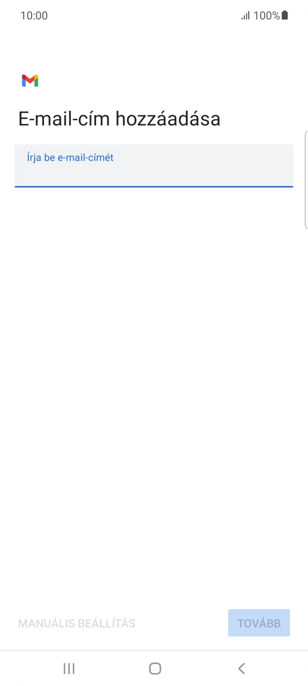 Kattints az „Írja be e-mail-címét” alatti mezőre, és írd be az e-mail címedet.