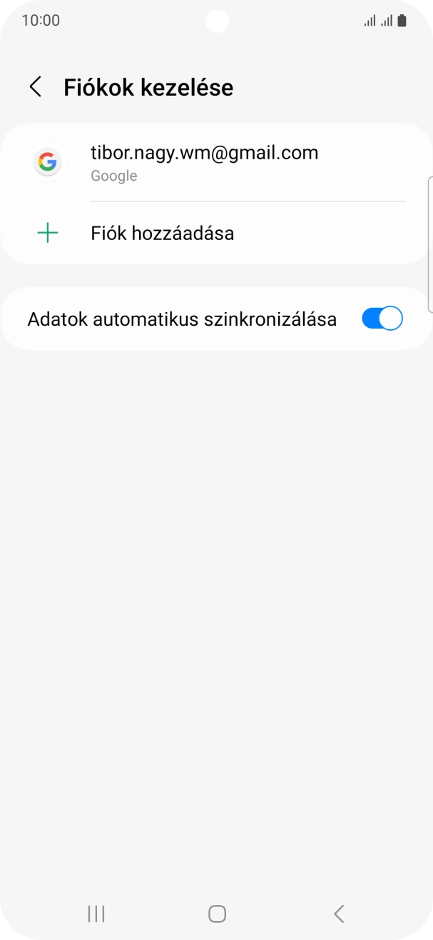 Válaszd a Fiók hozzáadása lehetőséget.