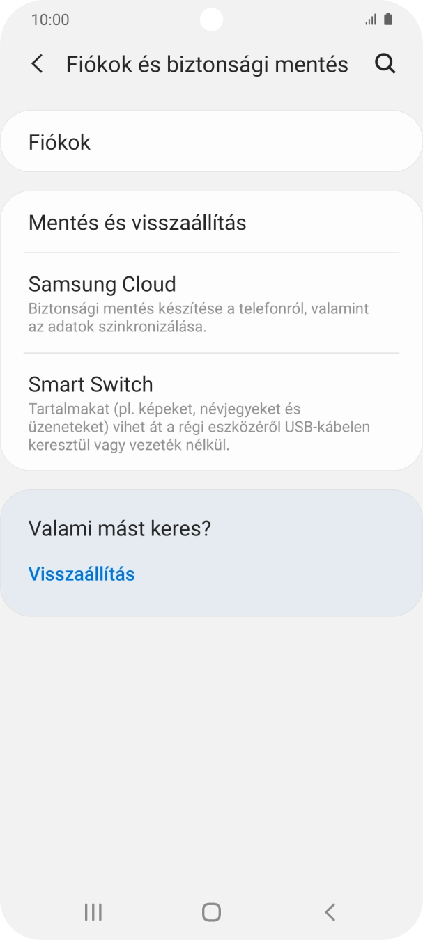 Válaszd a Fiókok lehetőséget.