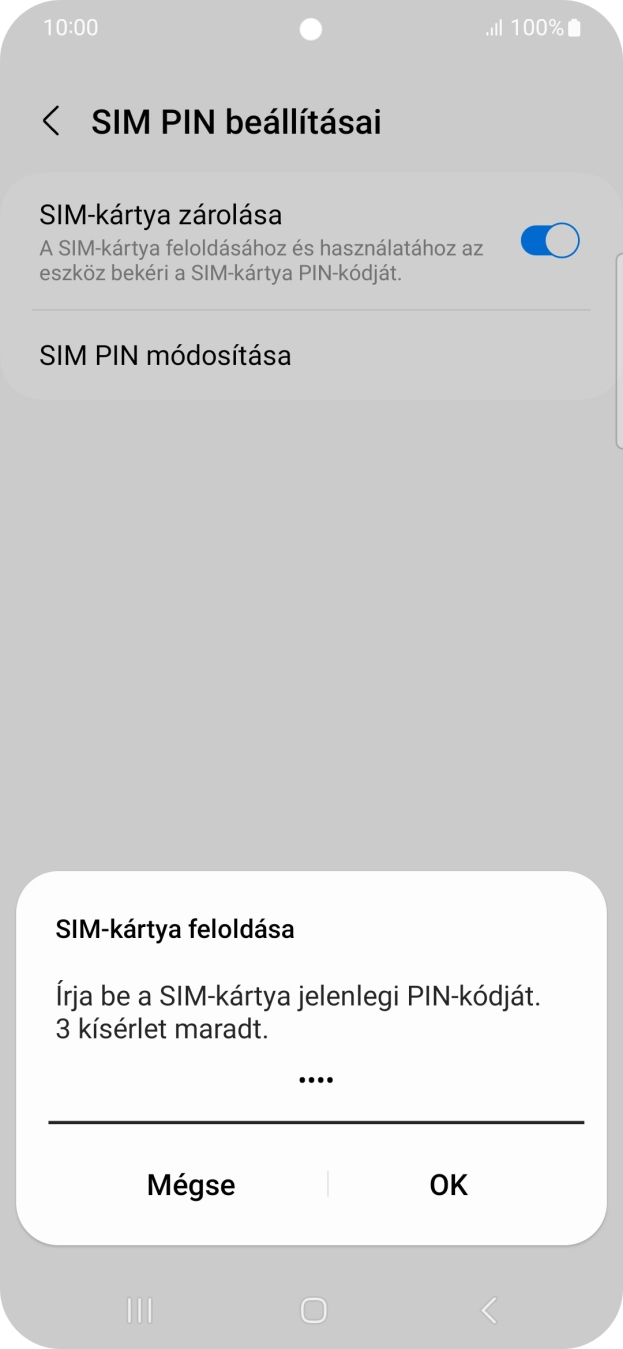 Írd be a PIN-kódot, és válaszd az OK lehetőséget.