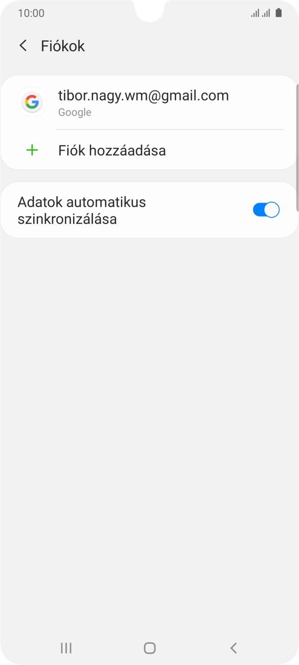 Válaszd a Fiók hozzáadása lehetőséget.