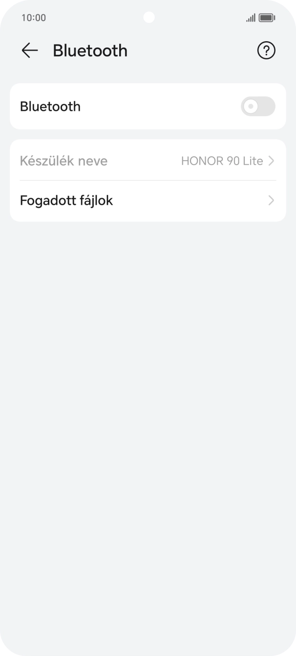 Kattints a „Bluetooth” melletti csúszkára a funkció bekapcsolásához.