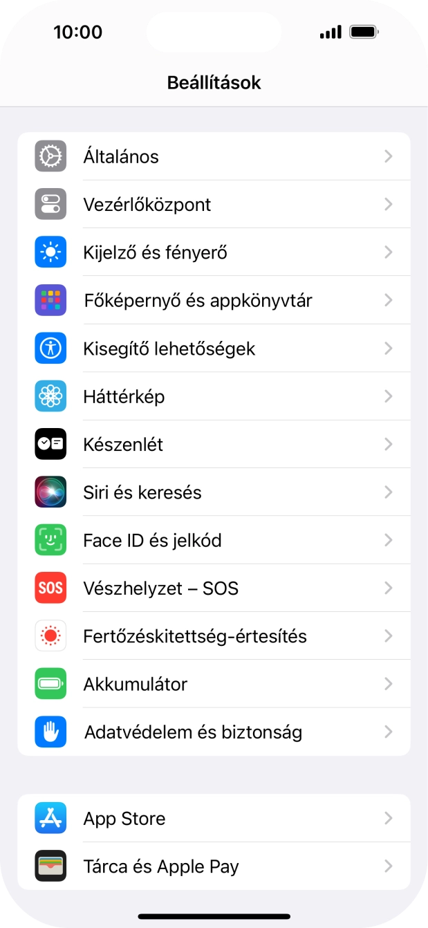 Válaszd a Face ID és jelkód lehetőséget.