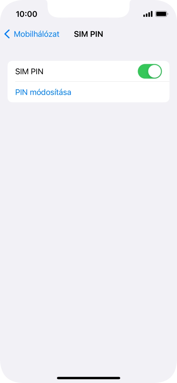 Kattints a „SIM PIN” melletti csúszkára a funkció be- vagy kikapcsolásához. Kattints a „SIM PIN” melletti csúszkára a funkció be- vagy kikapcsolásához.