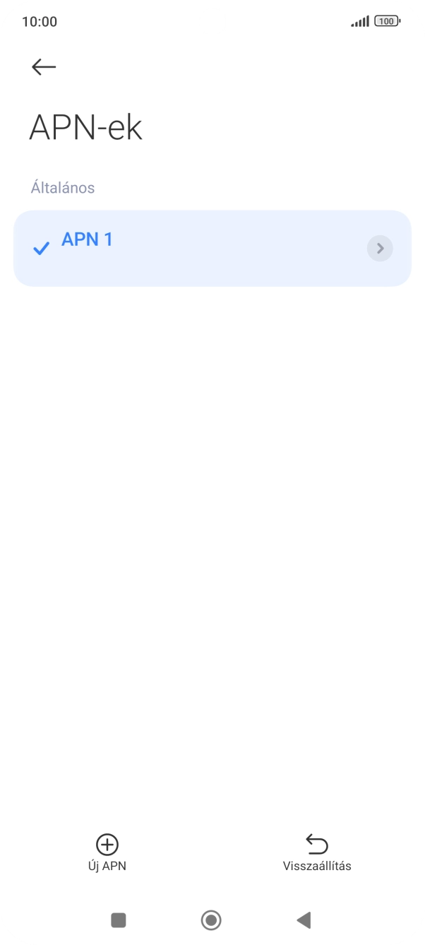 Válaszd az Új APN lehetőséget.