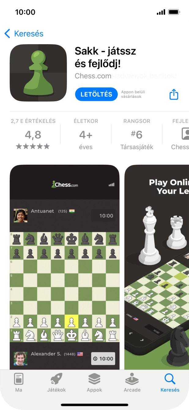 Válaszd a LETÖLTÉS lehetőséget, és kövesd a képernyőn megjelenő utasításokat az alkalmazás telepítéséhez.