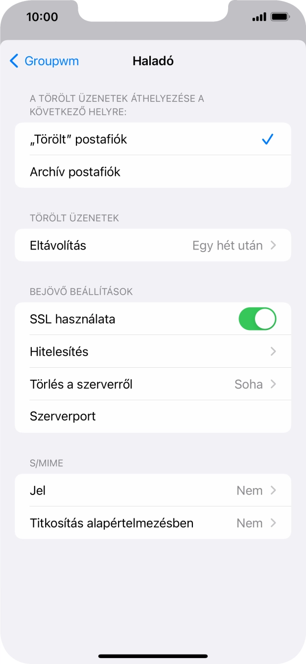 Kattints az „SSL használata” melletti csúszkára a funkció kikapcsolásához.