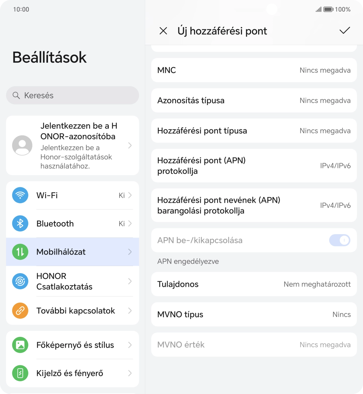 Válaszd az MNC lehetőséget.