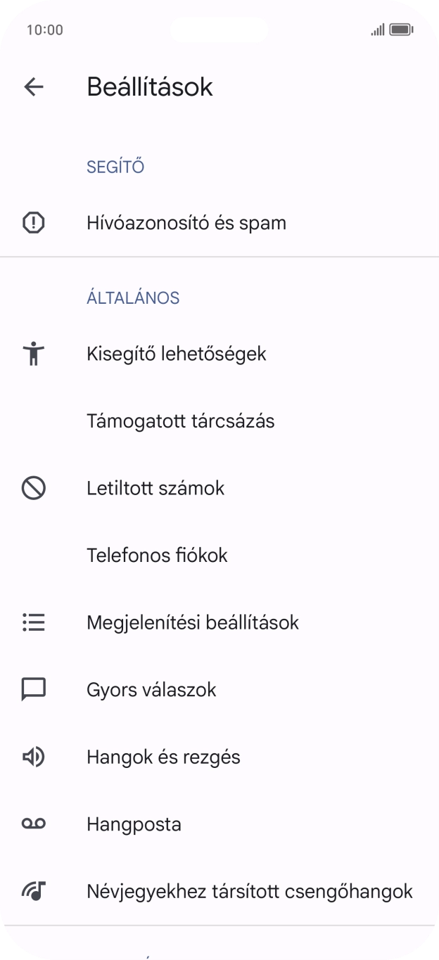 Válaszd a Telefonos fiókok lehetőséget.