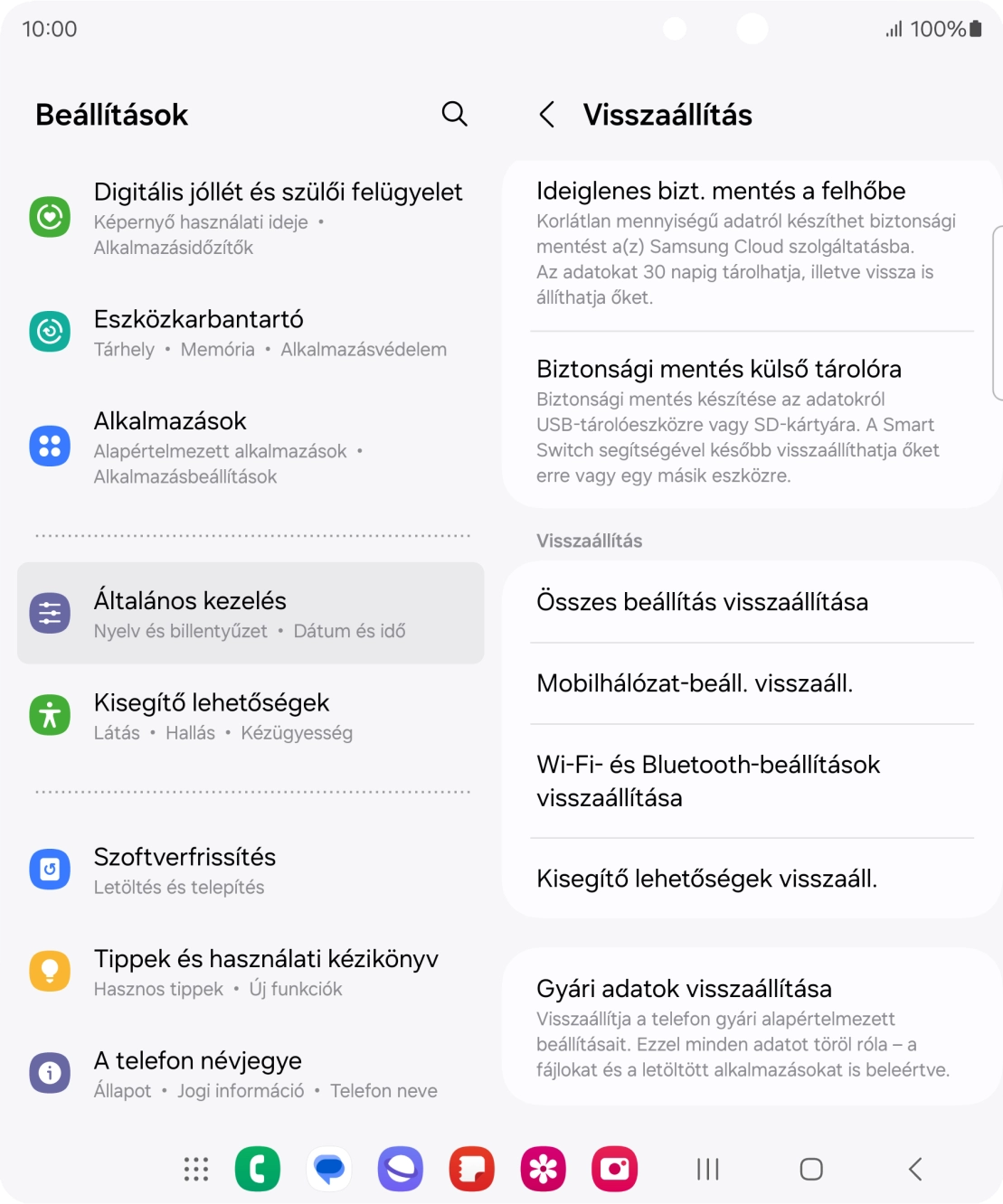 Válaszd a Gyári adatok visszaállítása lehetőséget.
